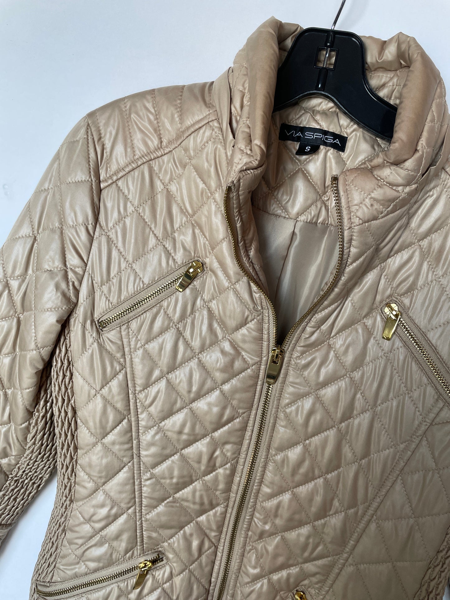 Jacket Puffer & Quilted By Via Spiga In Tan, Size: S