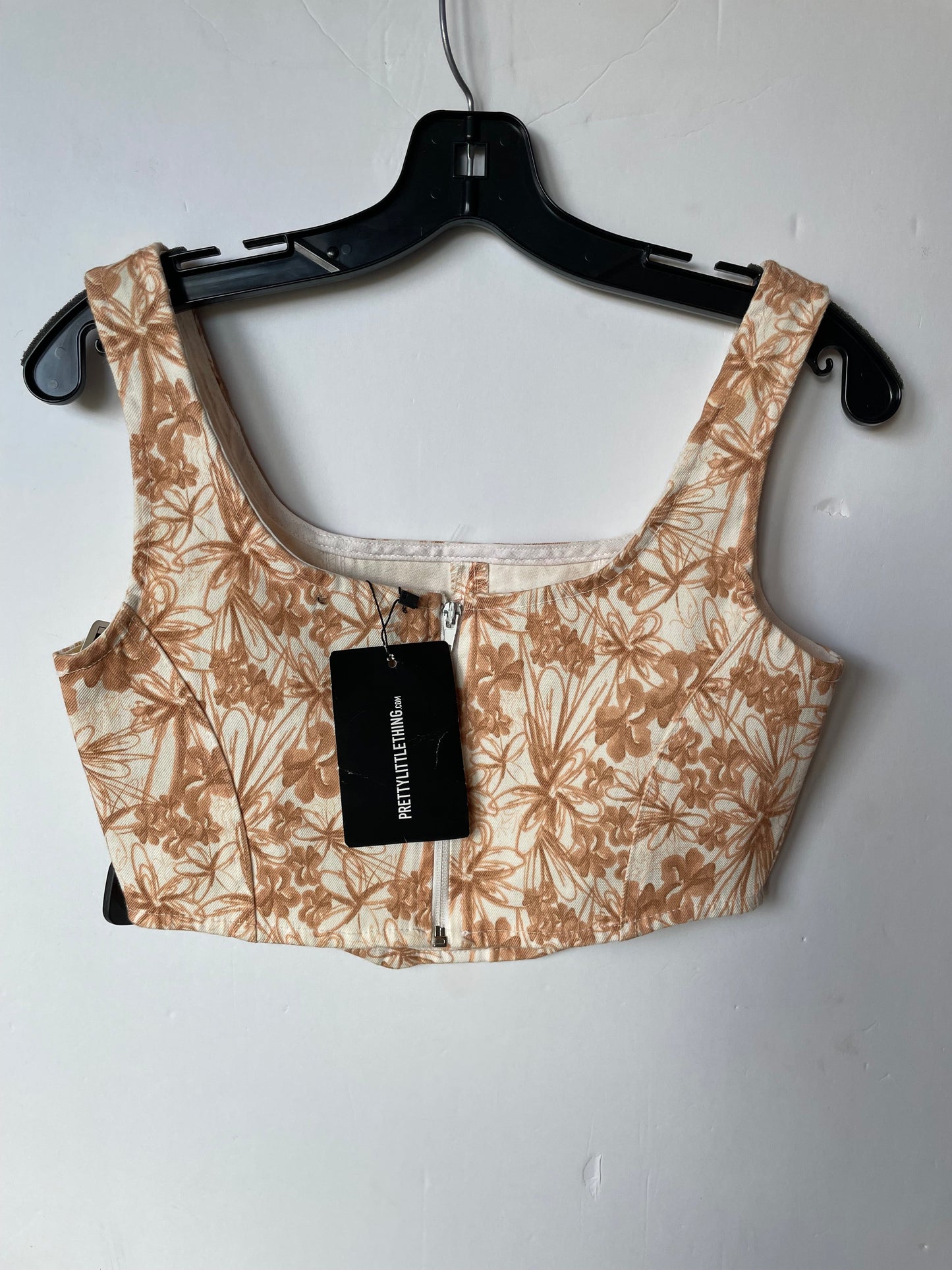 Top Sleeveless By Pretty Little Thing In Brown, Size: 10