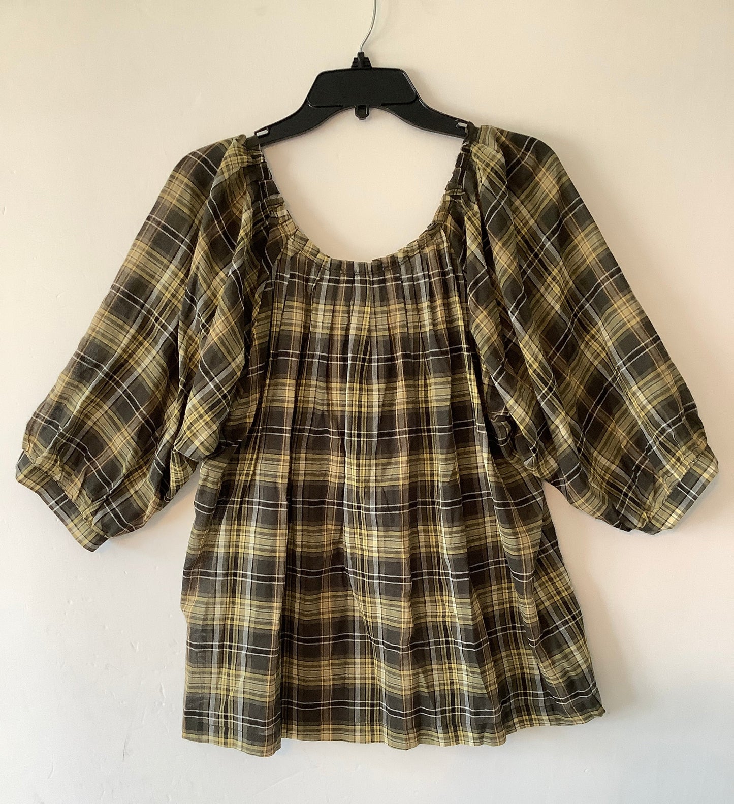 Top Short Sleeve Designer By Michael Kors In Plaid Pattern, Size: Xl