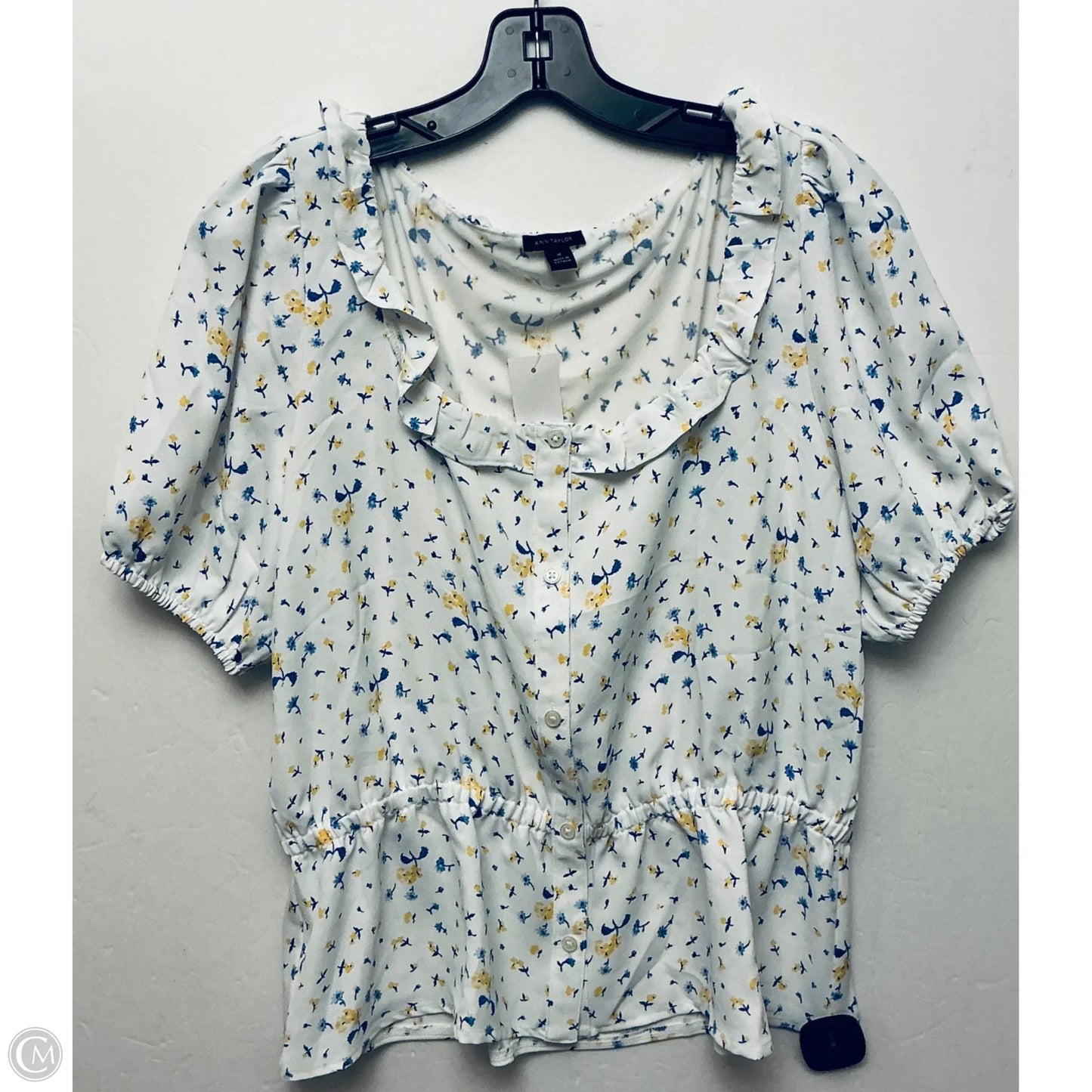 Top Short Sleeve By Ann Taylor In White, Size: M