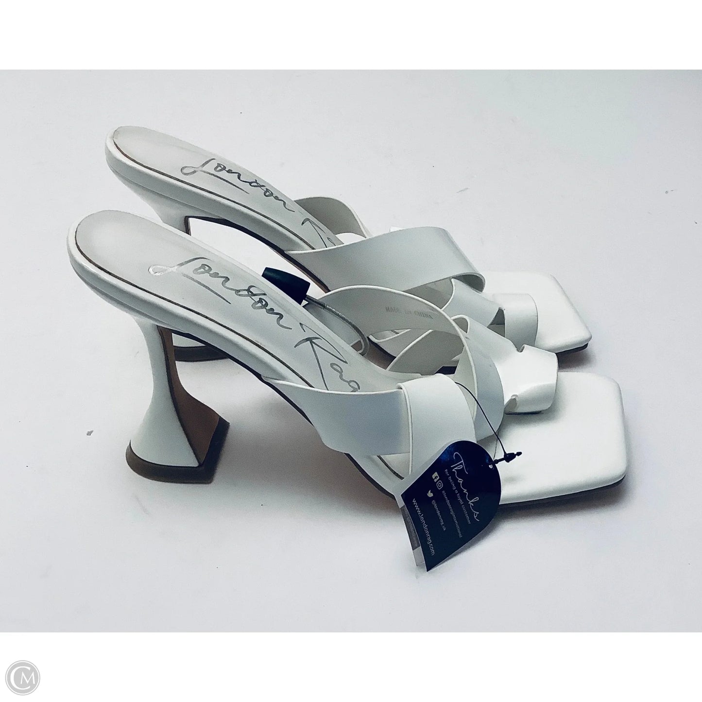 Sandals Heels Kitten By Clothes Mentor In White, Size: 9.5