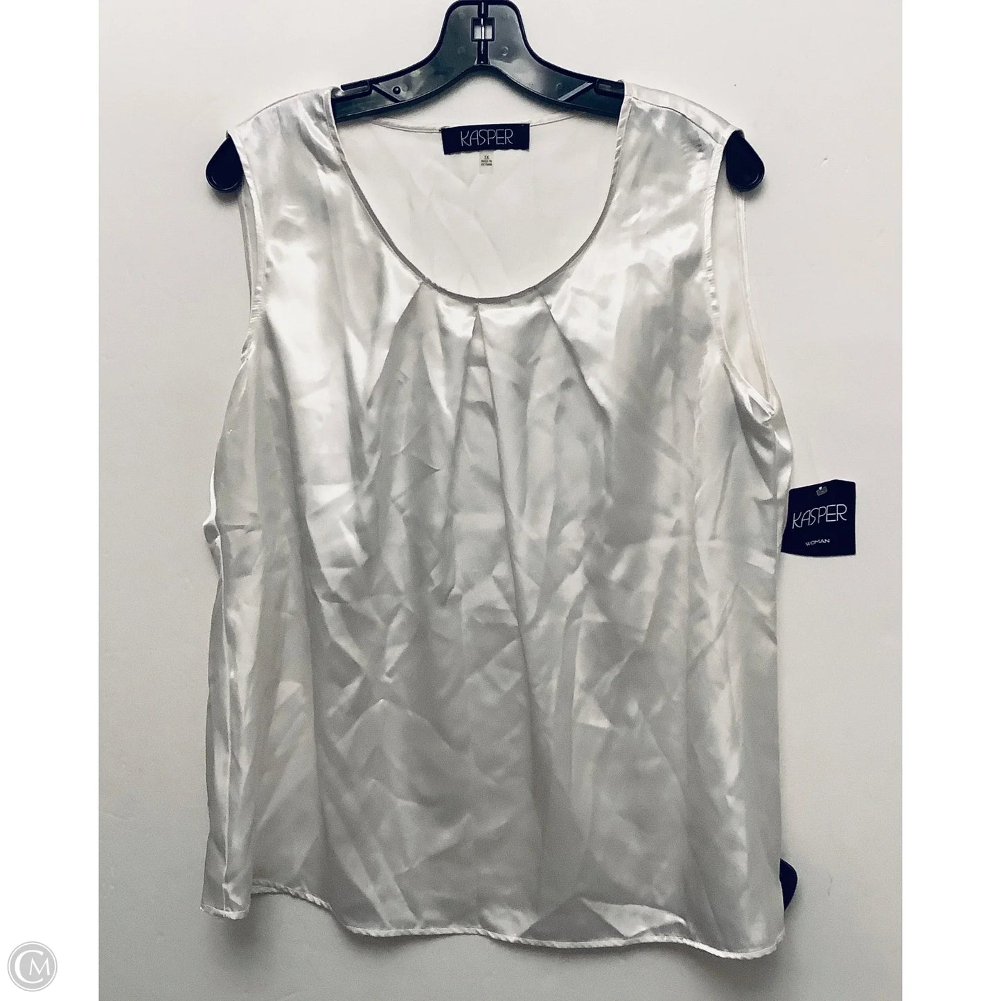 Top Sleeveless By Kasper In White, Size: 1x