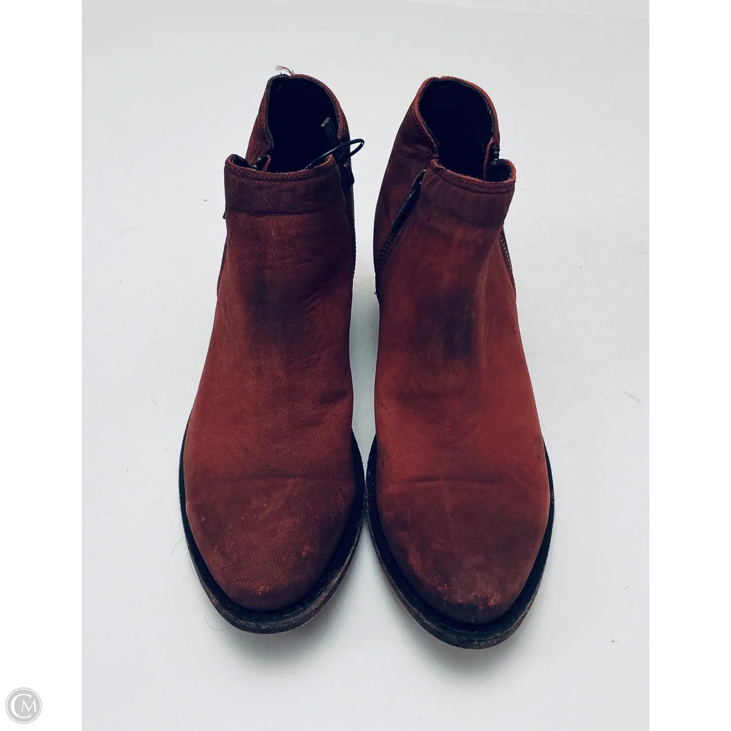 Boots Ankle Flats By Cmc In Maroon, Size: 8