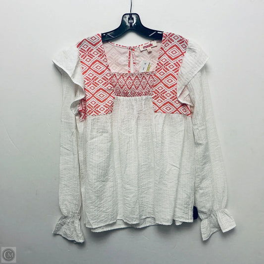 Top Long Sleeve By Mazik In White, Size: S