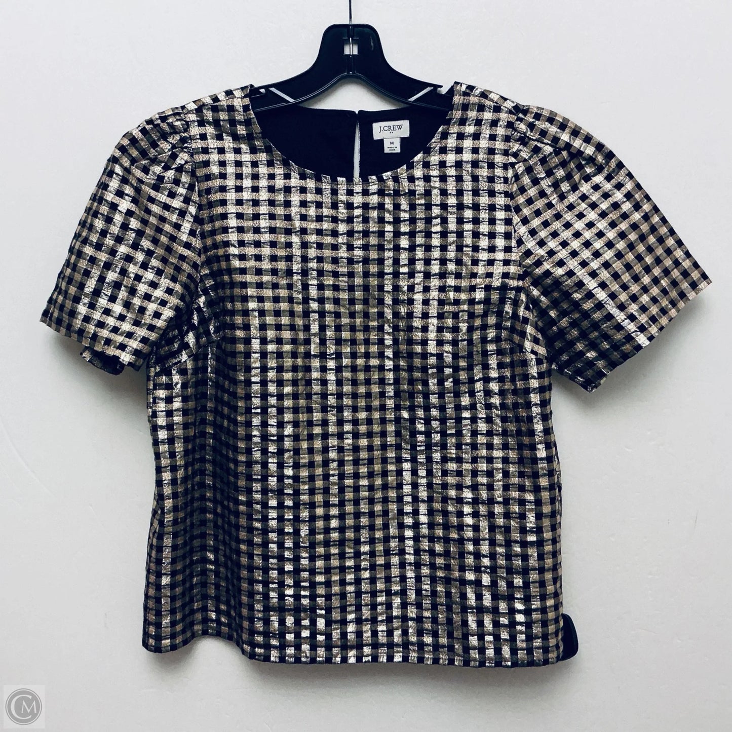 Top Short Sleeve By J. Crew In Black & Gold, Size: M