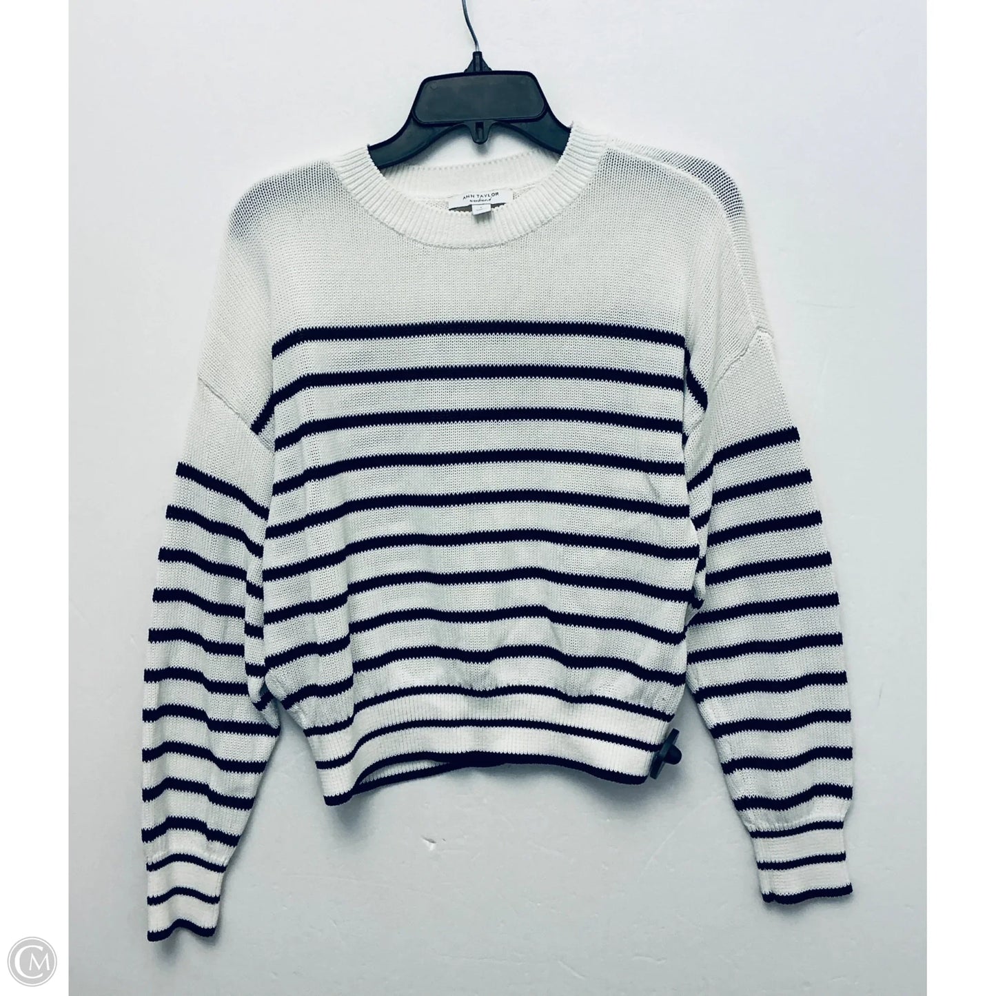 Sweater By Ann Taylor In Striped Pattern, Size: L