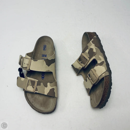 Sandals Flats By Birkenstock In Camouflage Print, Size: 8