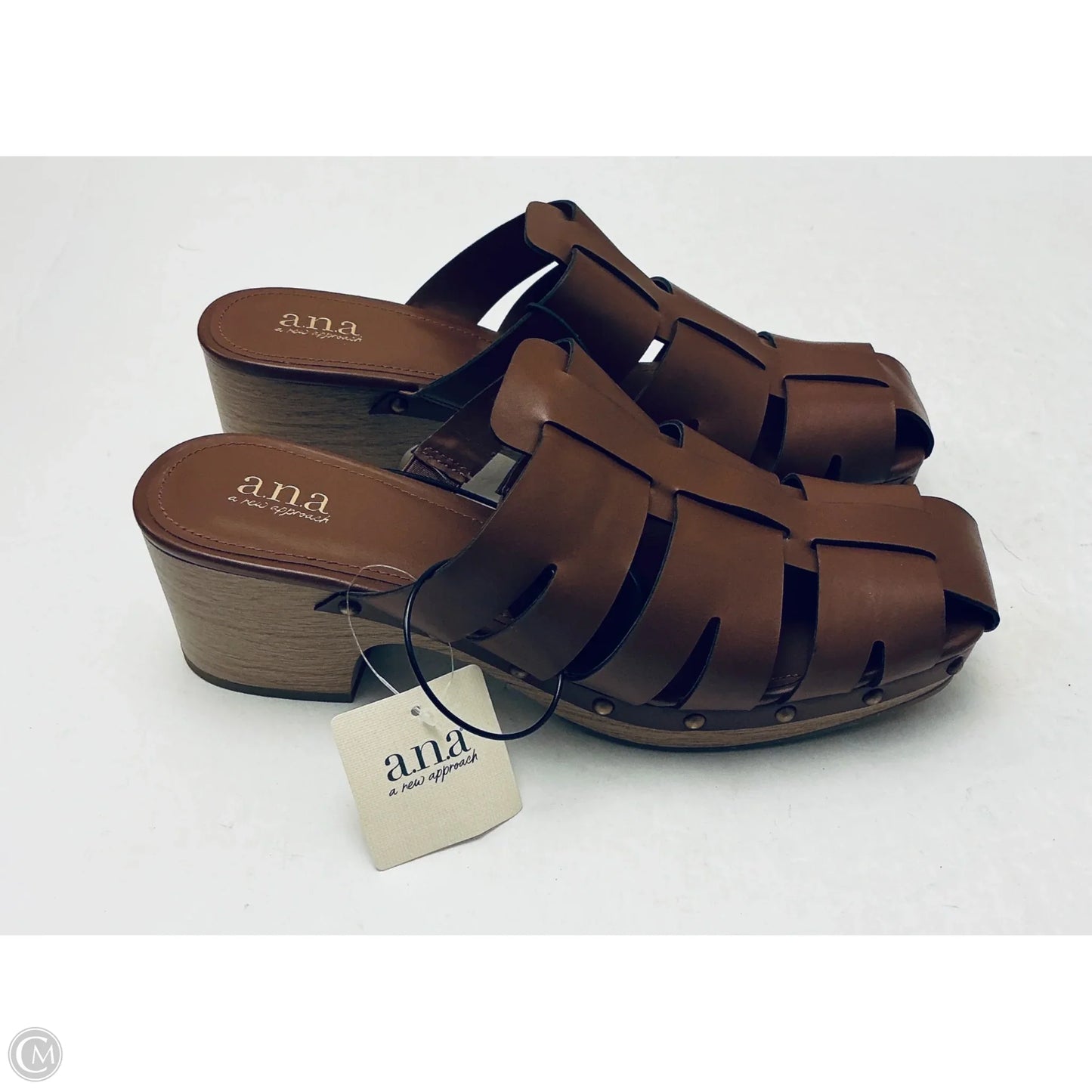 Sandals Heels Block By Ana In Brown, Size: 11