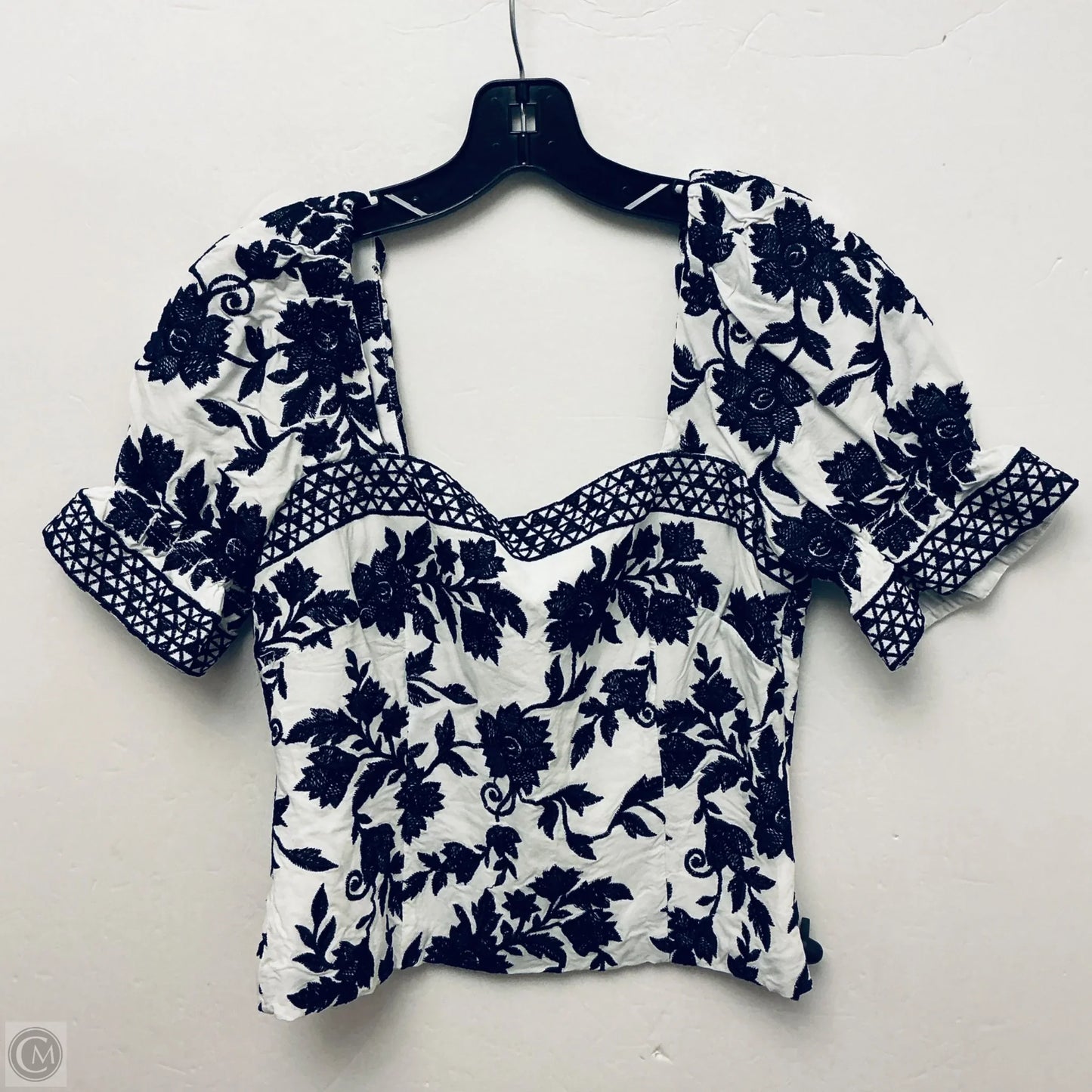 Top Short Sleeve By Antonio Melani In Blue & White, Size: M