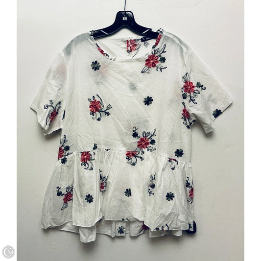 Top Short Sleeve By Shein In White, Size: 2x