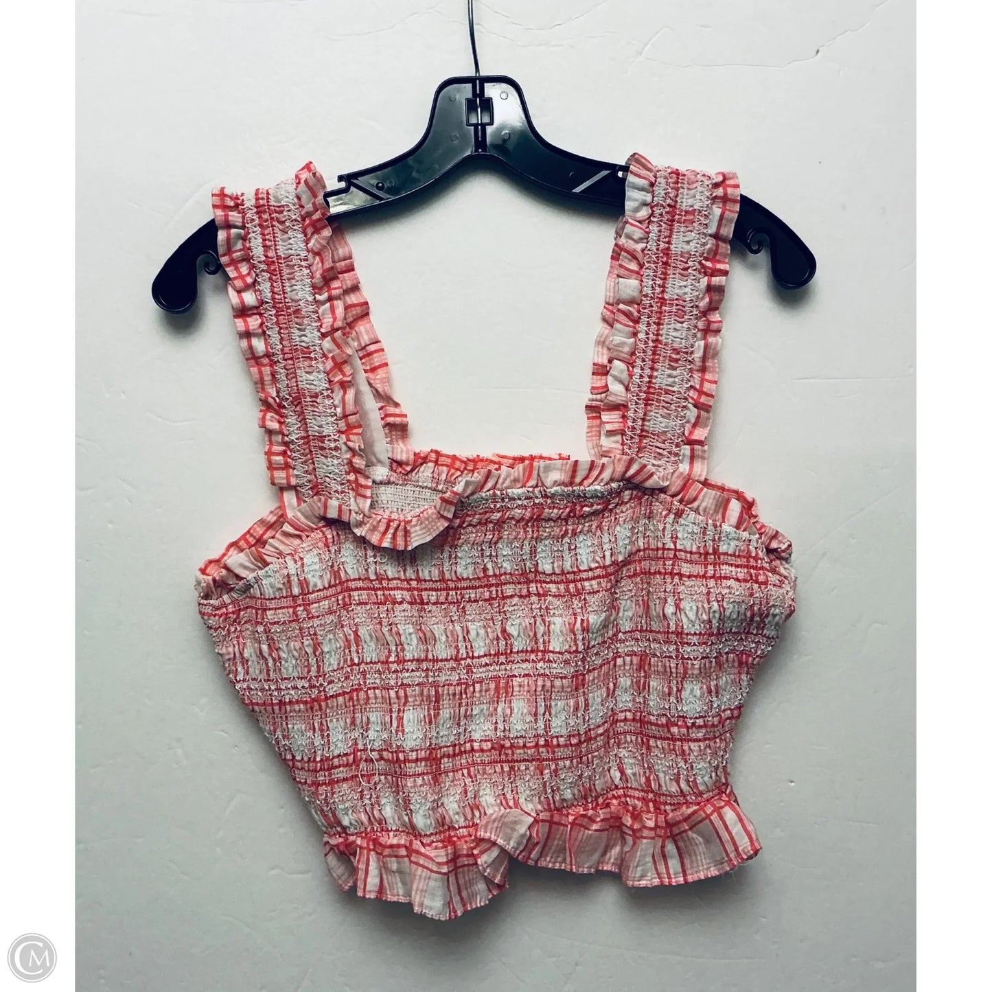 Top Sleeveless By Impeccable Pig In Pink & White, Size: L