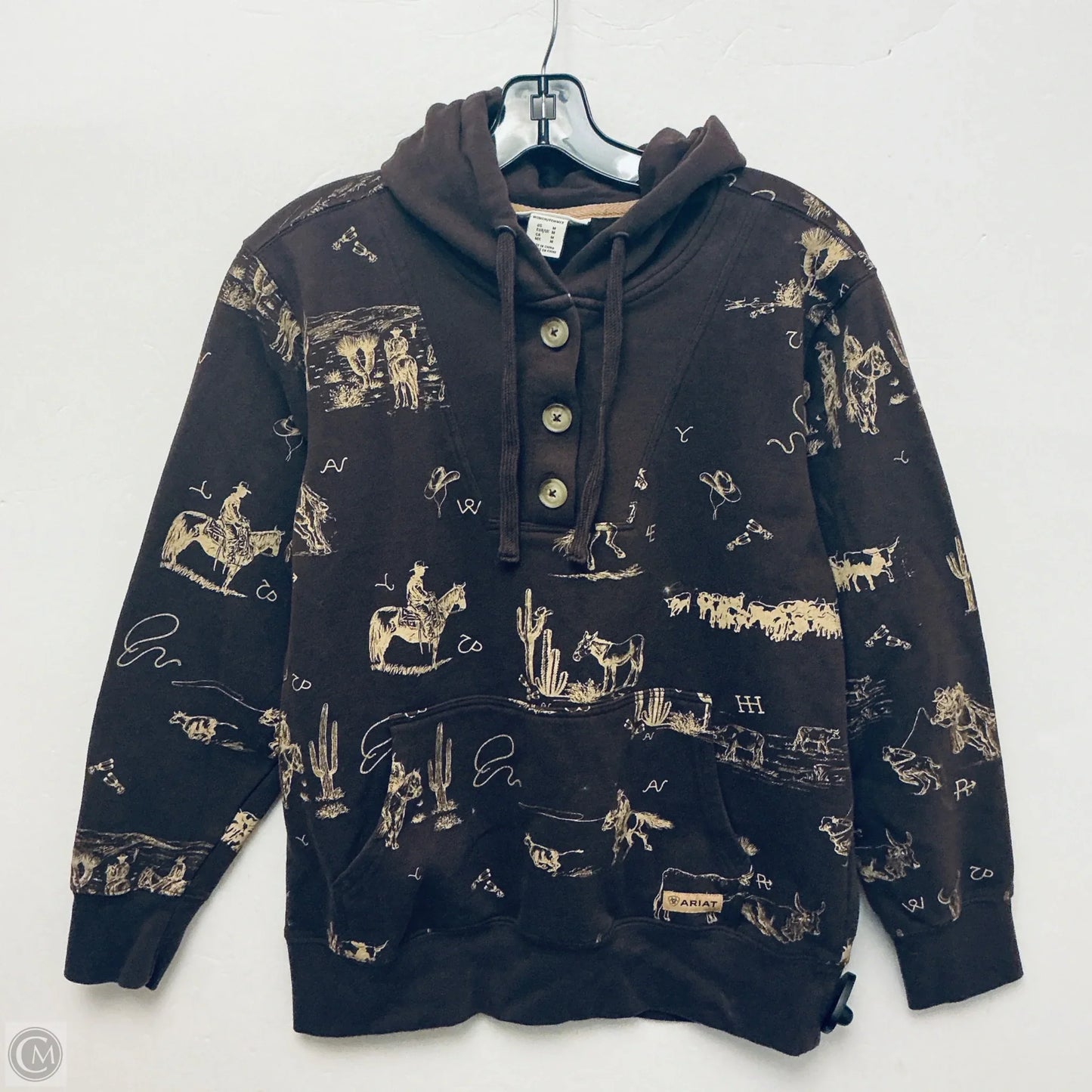 Sweatshirt Hoodie By Ariat In Brown, Size: M