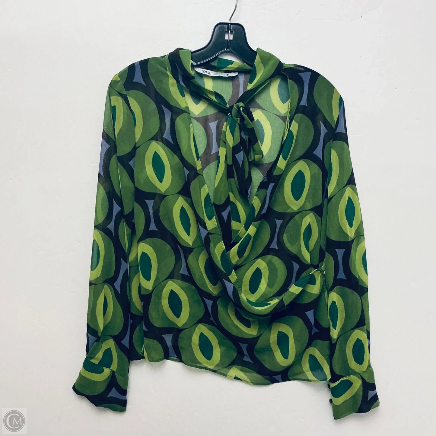 Top Long Sleeve Basic By Zara In Green, Size: M