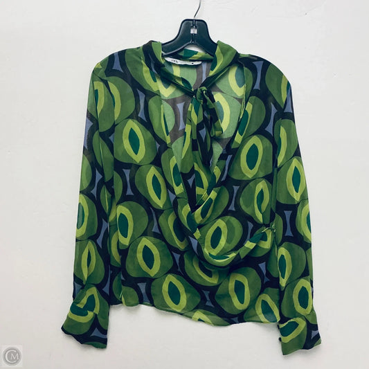 Top Long Sleeve Basic By Zara In Green, Size: M