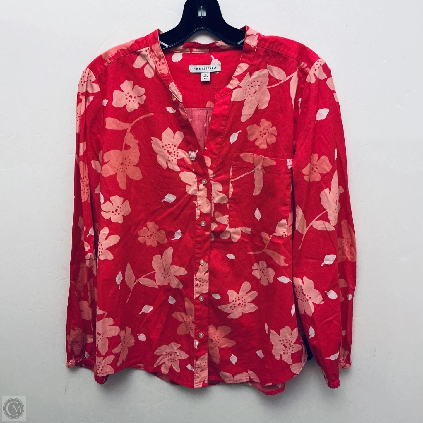 Top Long Sleeve By Free Assembly In Pink, Size: M