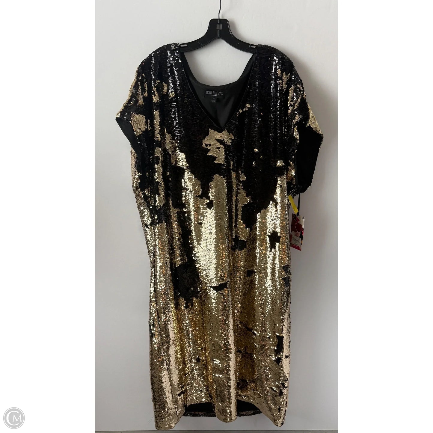 Dress Party Midi By Clothes Mentor In Black & Gold, Size: 1x