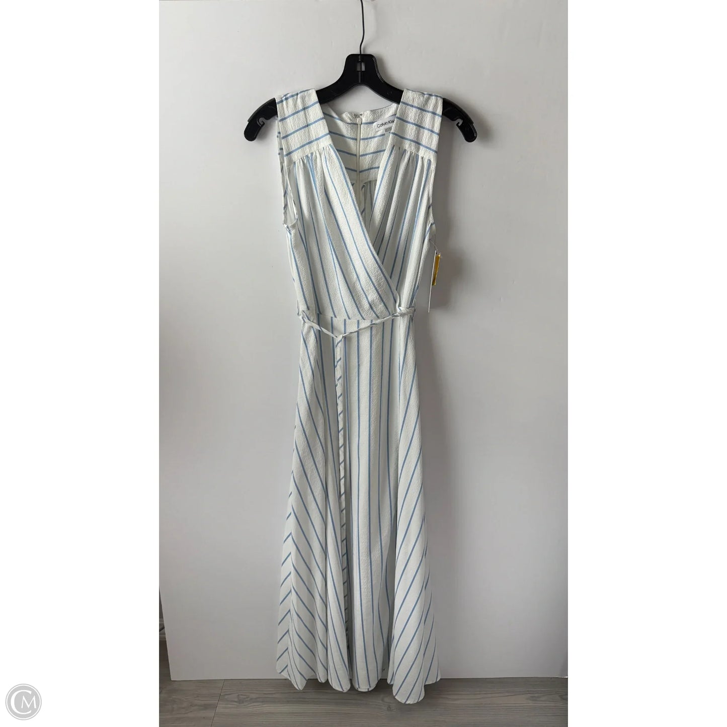 Dress Casual Midi By Calvin Klein In Striped Pattern, Size: M