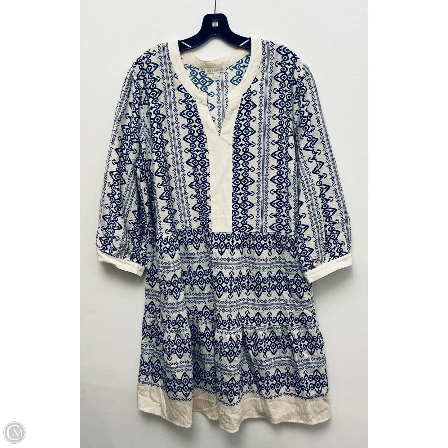 Dress Casual Short By Figuero & Flower In Blue & White, Size: 3x