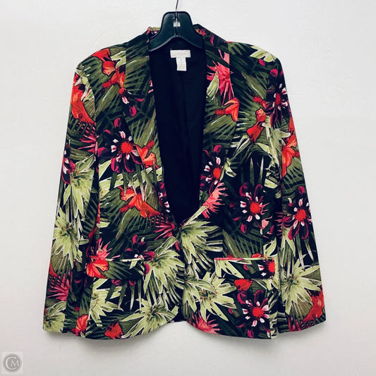 Blazer By Chicos In Floral Print, Size: M