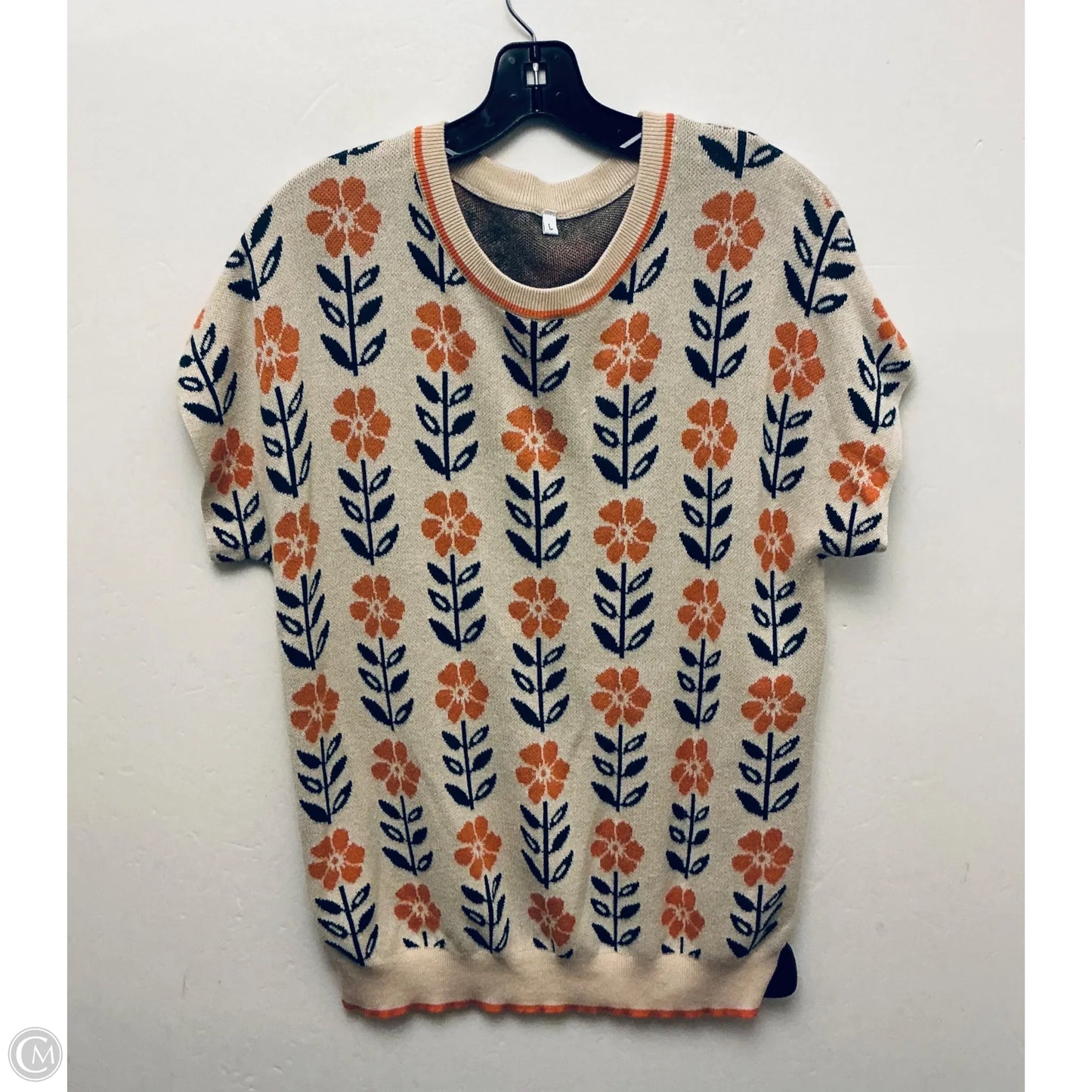 Sweater Short Sleeve By Clothes Mentor In Floral Print, Size: L