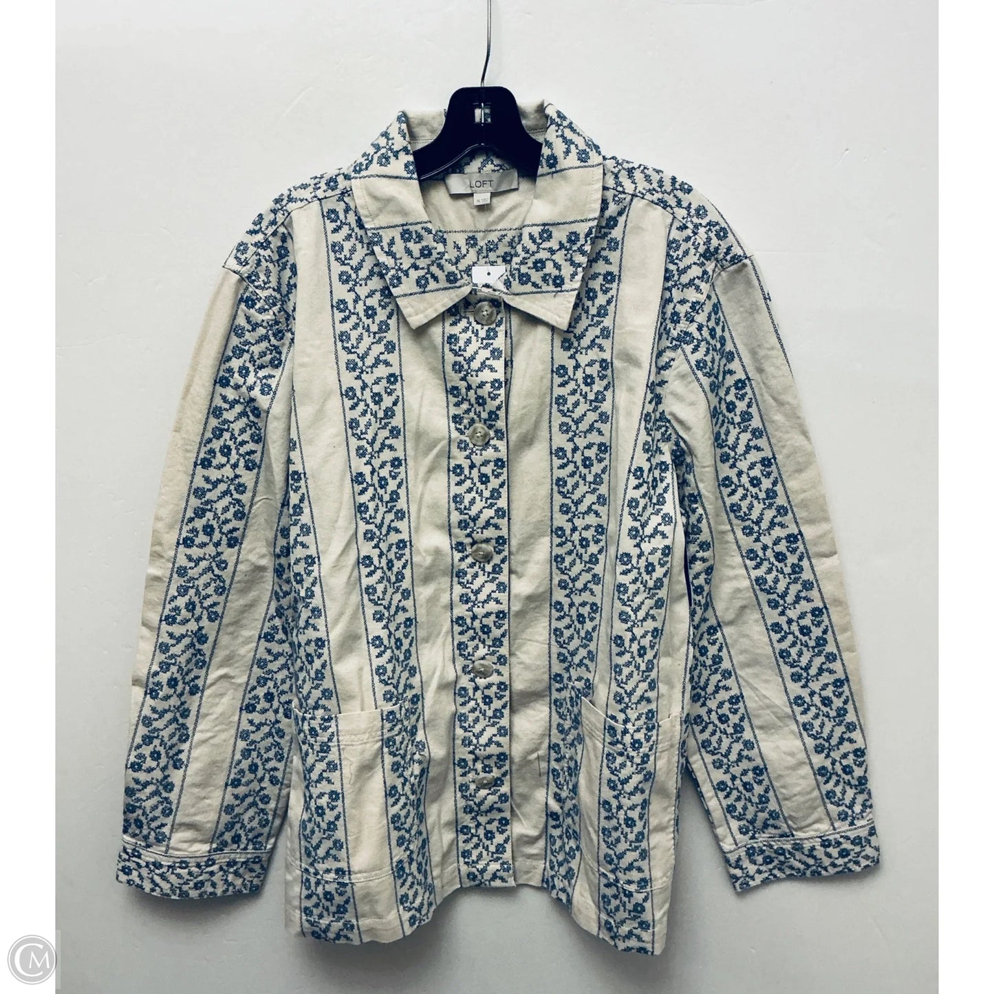 Jacket Shirt By Loft In Tan Denim, Size: Xl