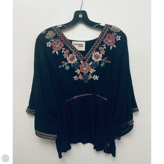 Top Long Sleeve By Savanna Jane In Black, Size: L
