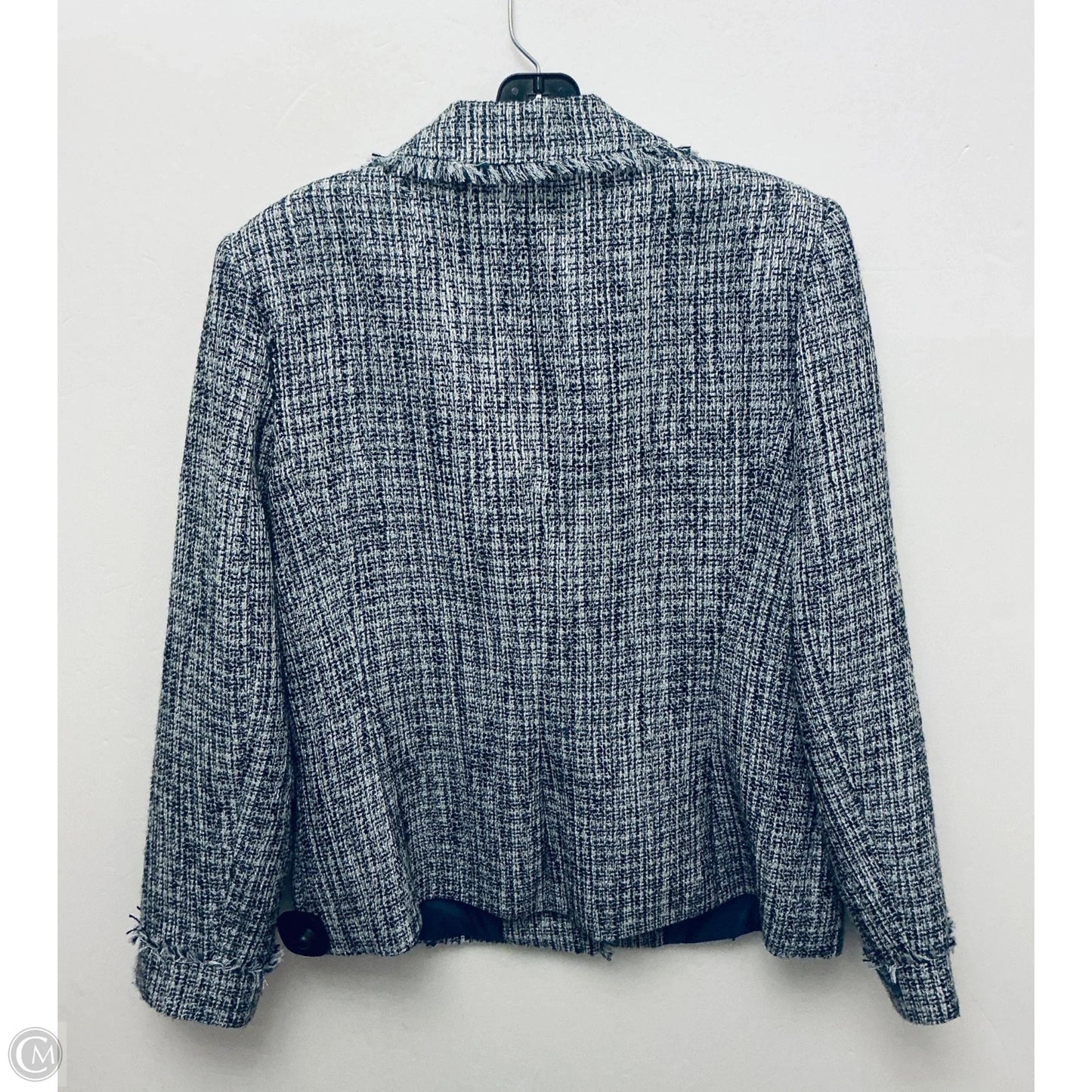 Blazer Designer By Karl Lagerfeld In Blue & Grey, Size: Xl
