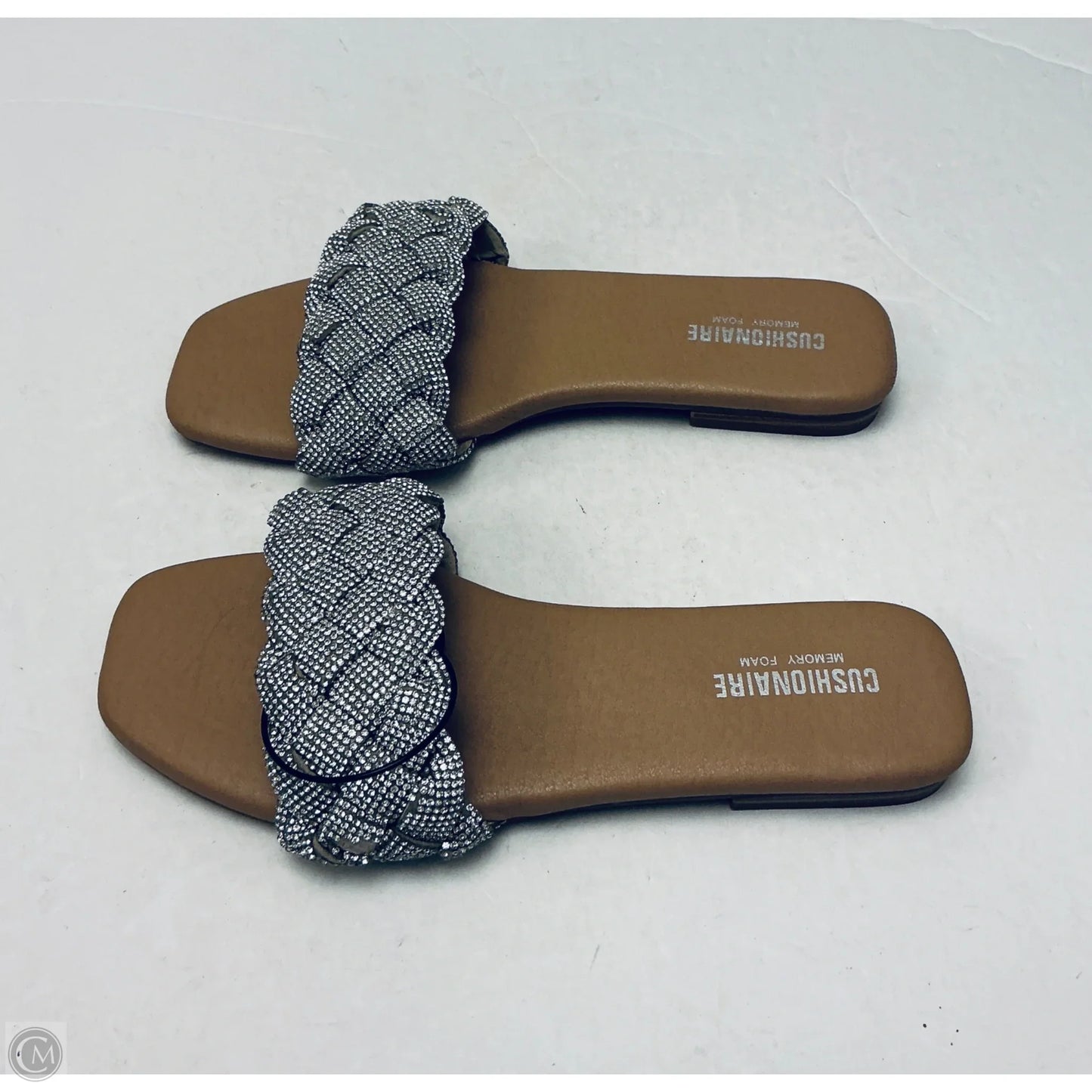 Sandals Flats By Cushionaire In Silver, Size: 9