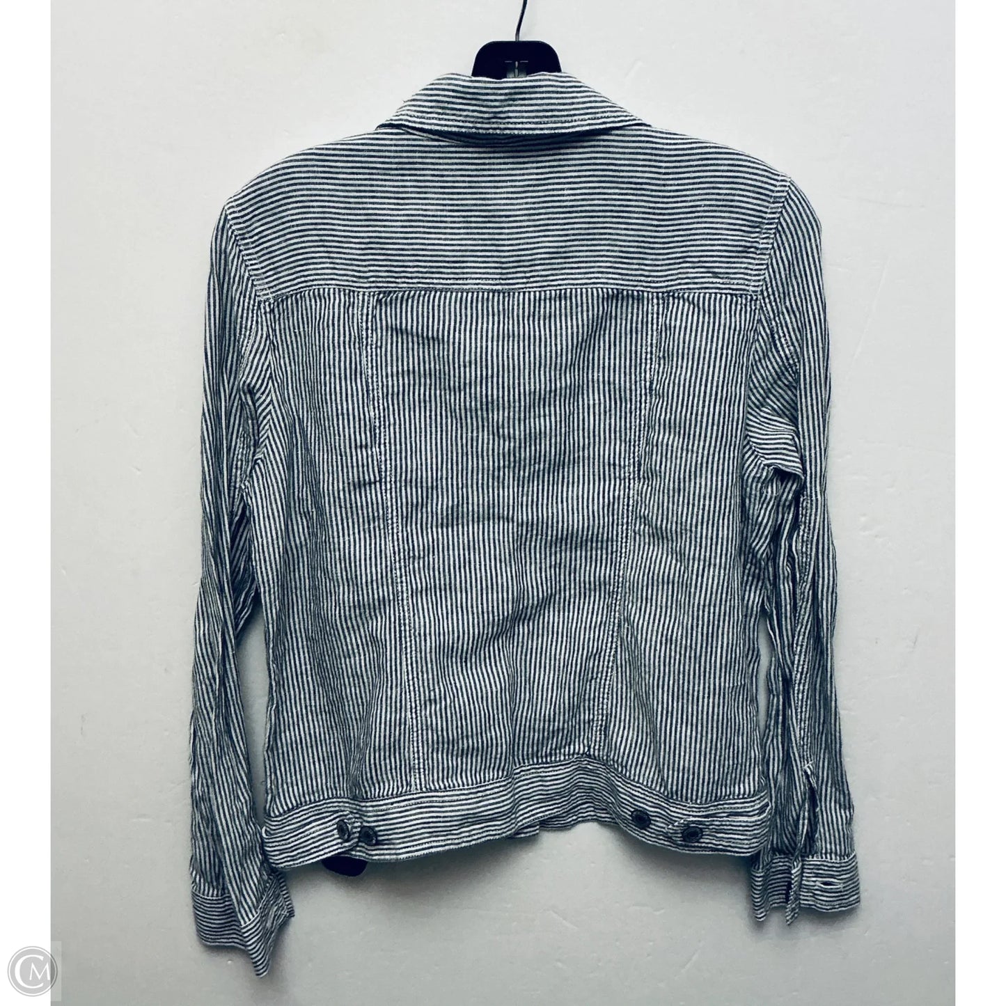 Jacket Shirt By Jones And Co In Striped Pattern, Size: S