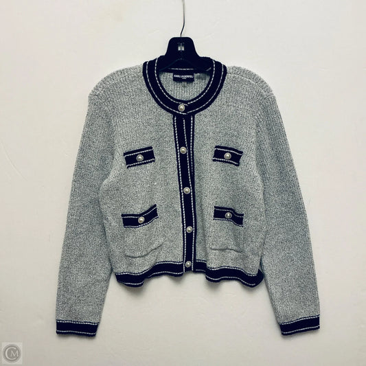 Sweater Designer By Karl Lagerfeld In Black & Grey, Size: M