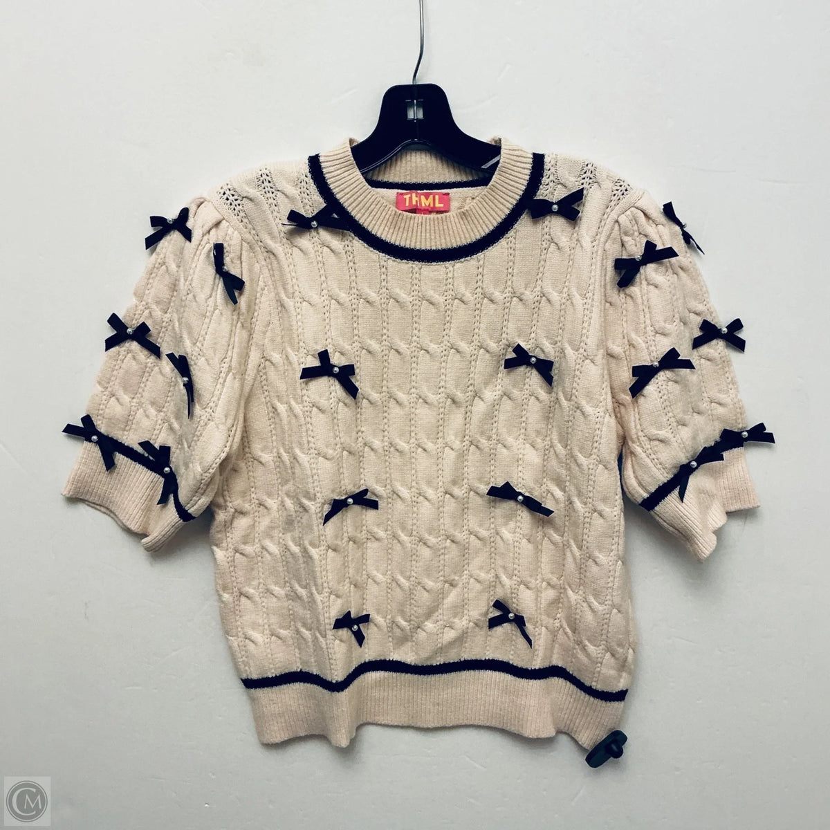 Sweater Short Sleeve By Thml In Cream, Size: L