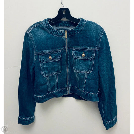 JACKET Designer By Michael Kors In Blue Denim, Size: L