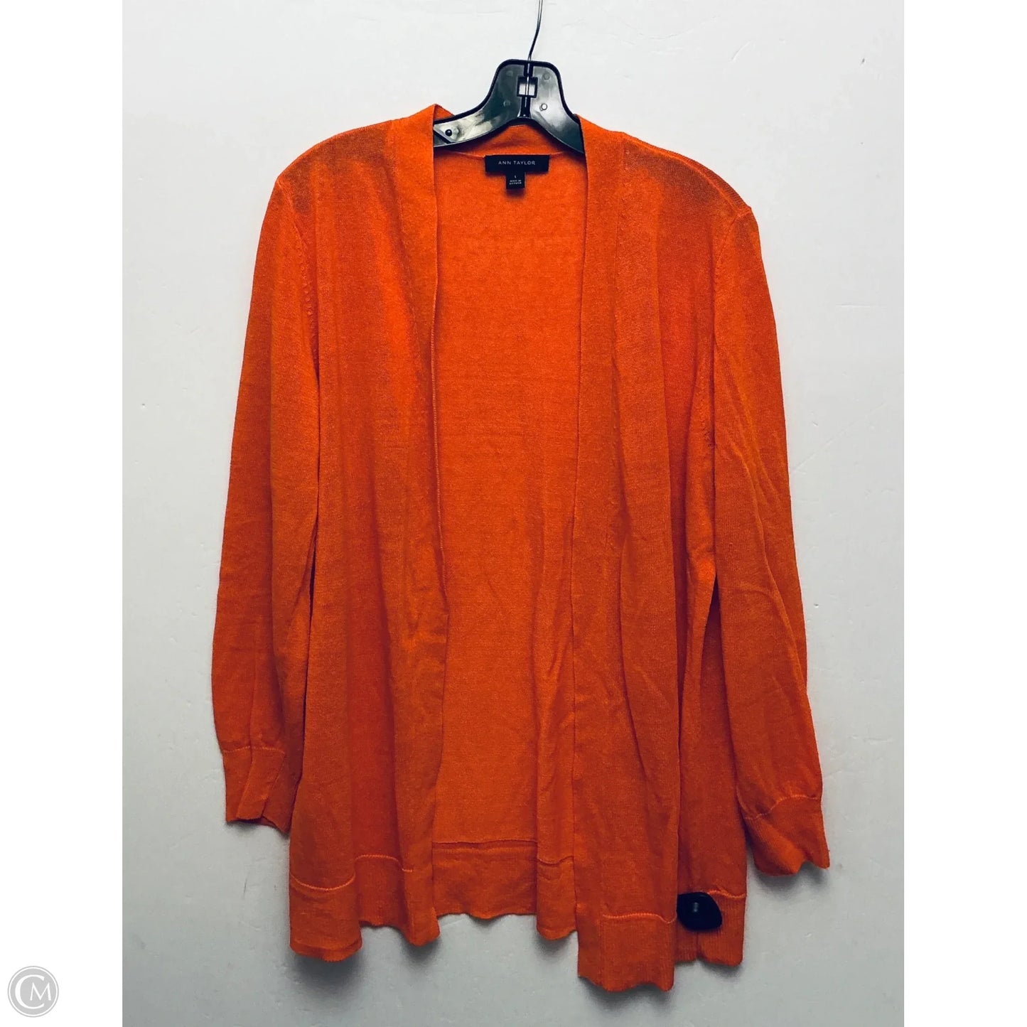 Sweater Cardigan By Ann Taylor In Orange, Size: L