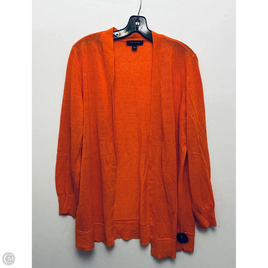 Sweater Cardigan By Ann Taylor In Orange, Size: L