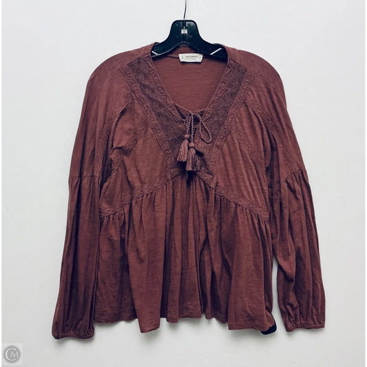 Top Long Sleeve By Lucky Brand In Maroon, Size: M