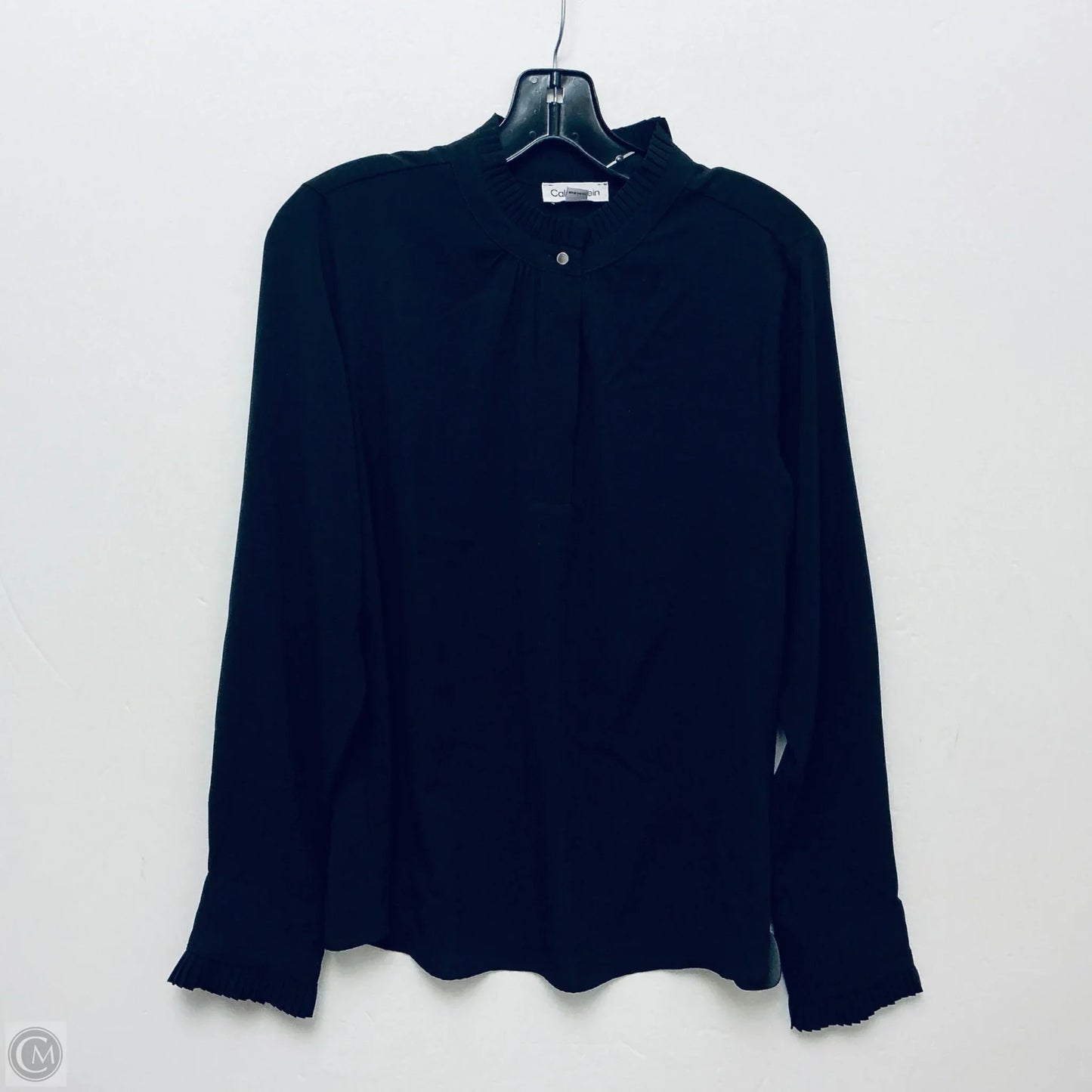 Top Long Sleeve By Calvin Klein In Black, Size: M
