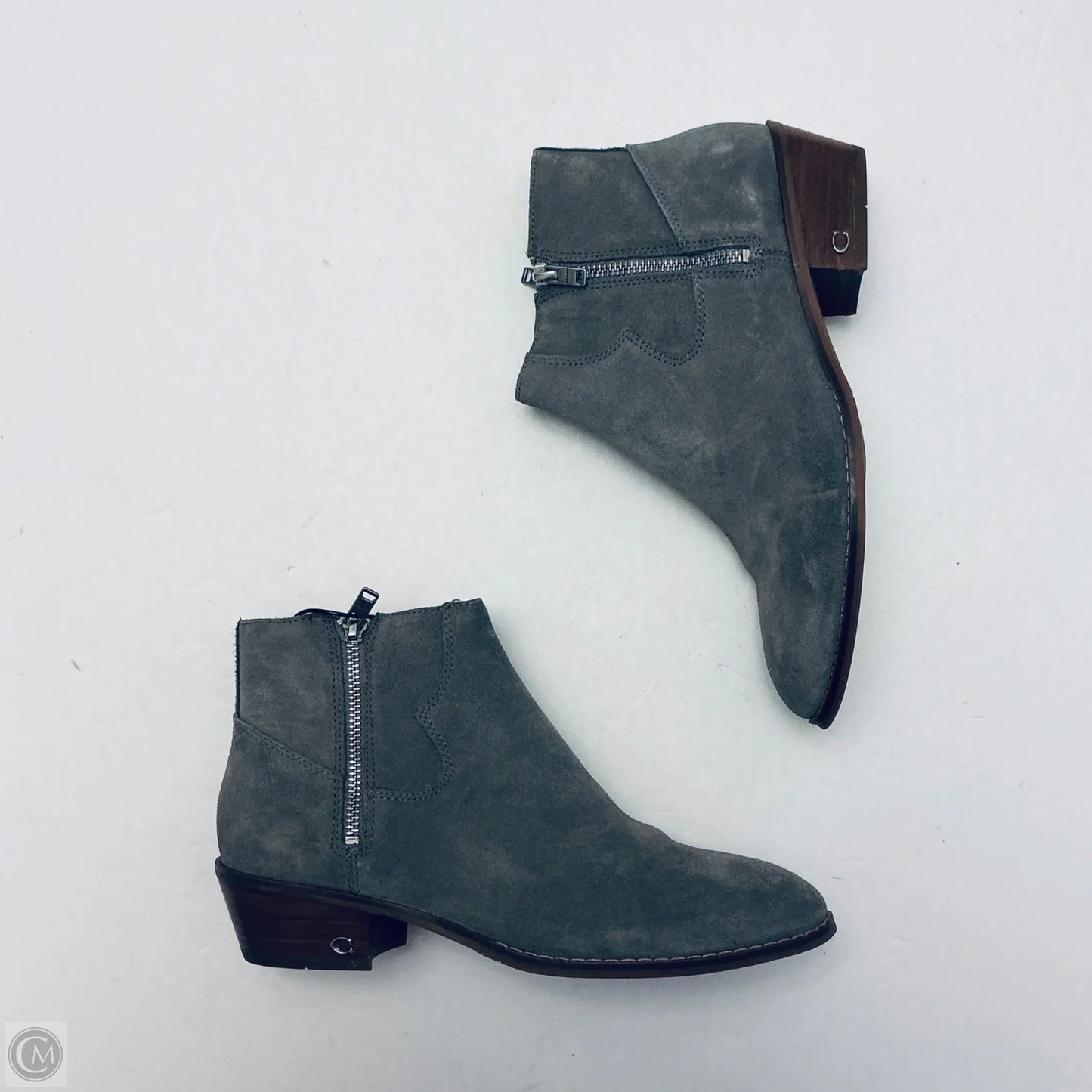 Boots Designer By Coach In Grey, Size: 7.5