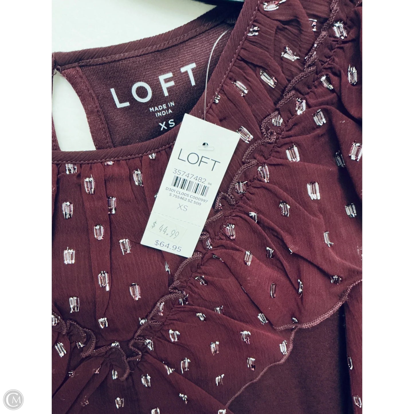 Top Long Sleeve By Loft In Maroon, Size: Xs