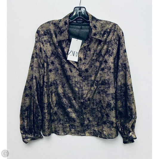 Top Long Sleeve By Zara In Gold, Size: S