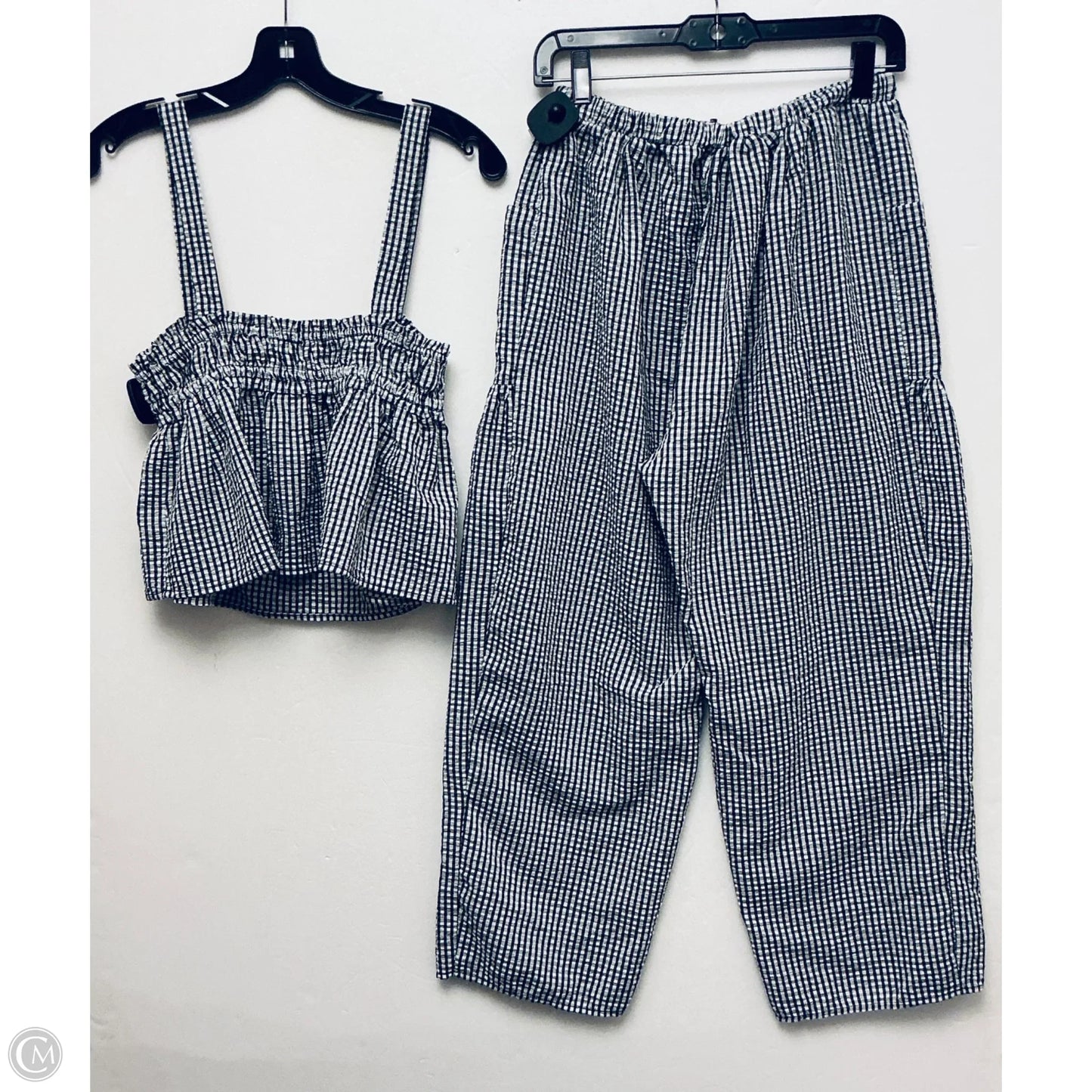 Pants Set 2pc By Bucketlist In Checkered Pattern, Size: M