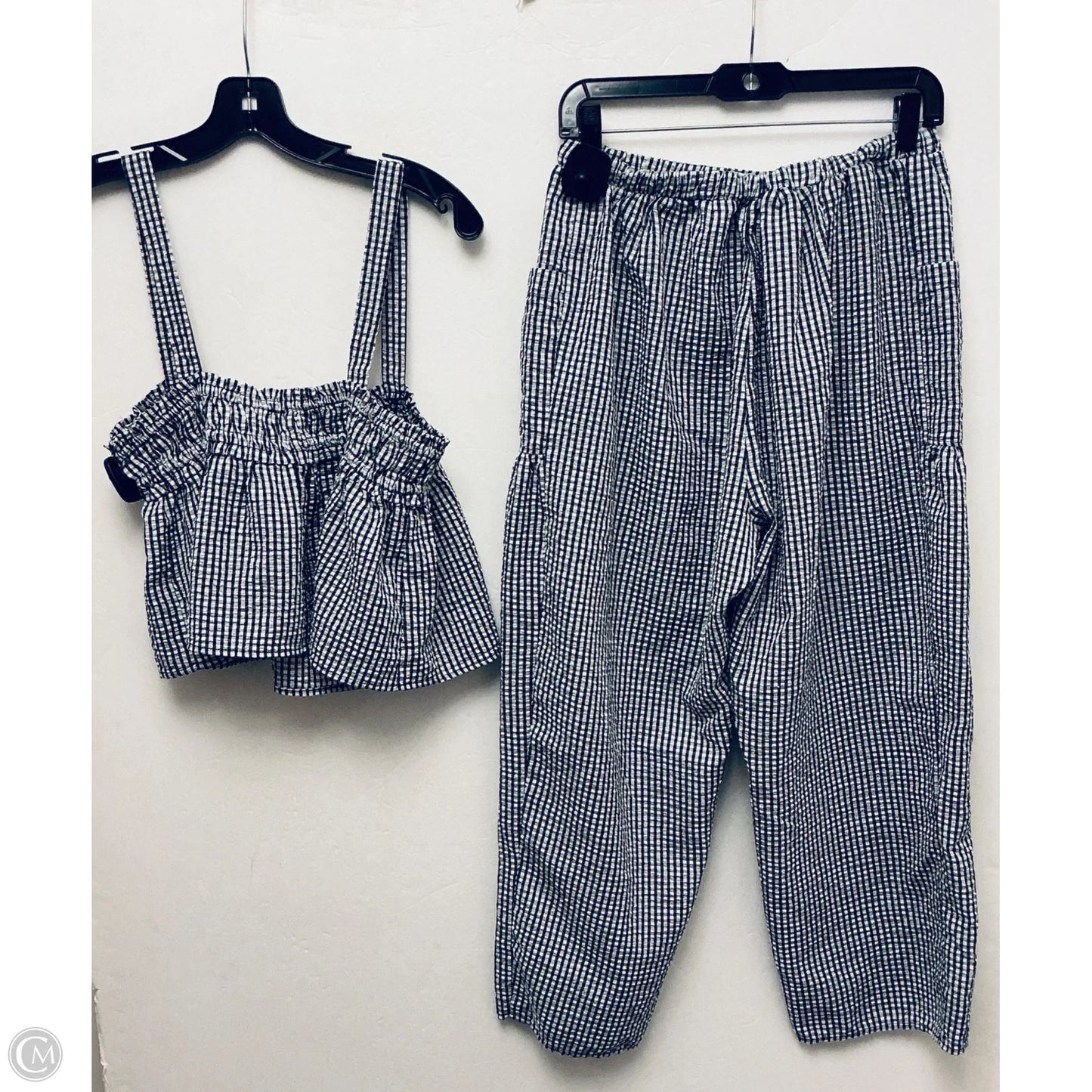 Pants Set 2pc By Bucketlist In Checkered Pattern, Size: M