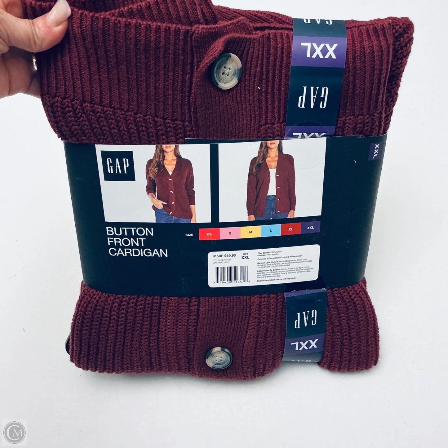 Sweater Cardigan By Gap In Maroon, Size: Xxl