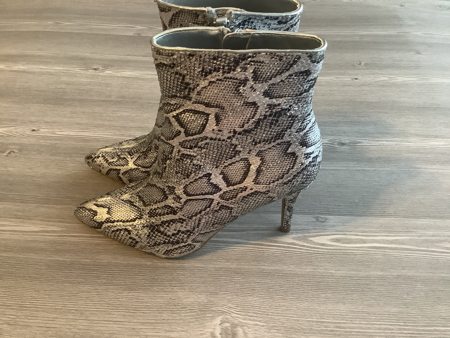 Snakeskin Print Boots Ankle Heels Bp, Size 7