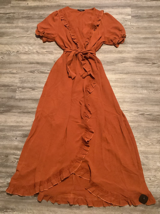 Orange Dress Casual Maxi Simple, Size L