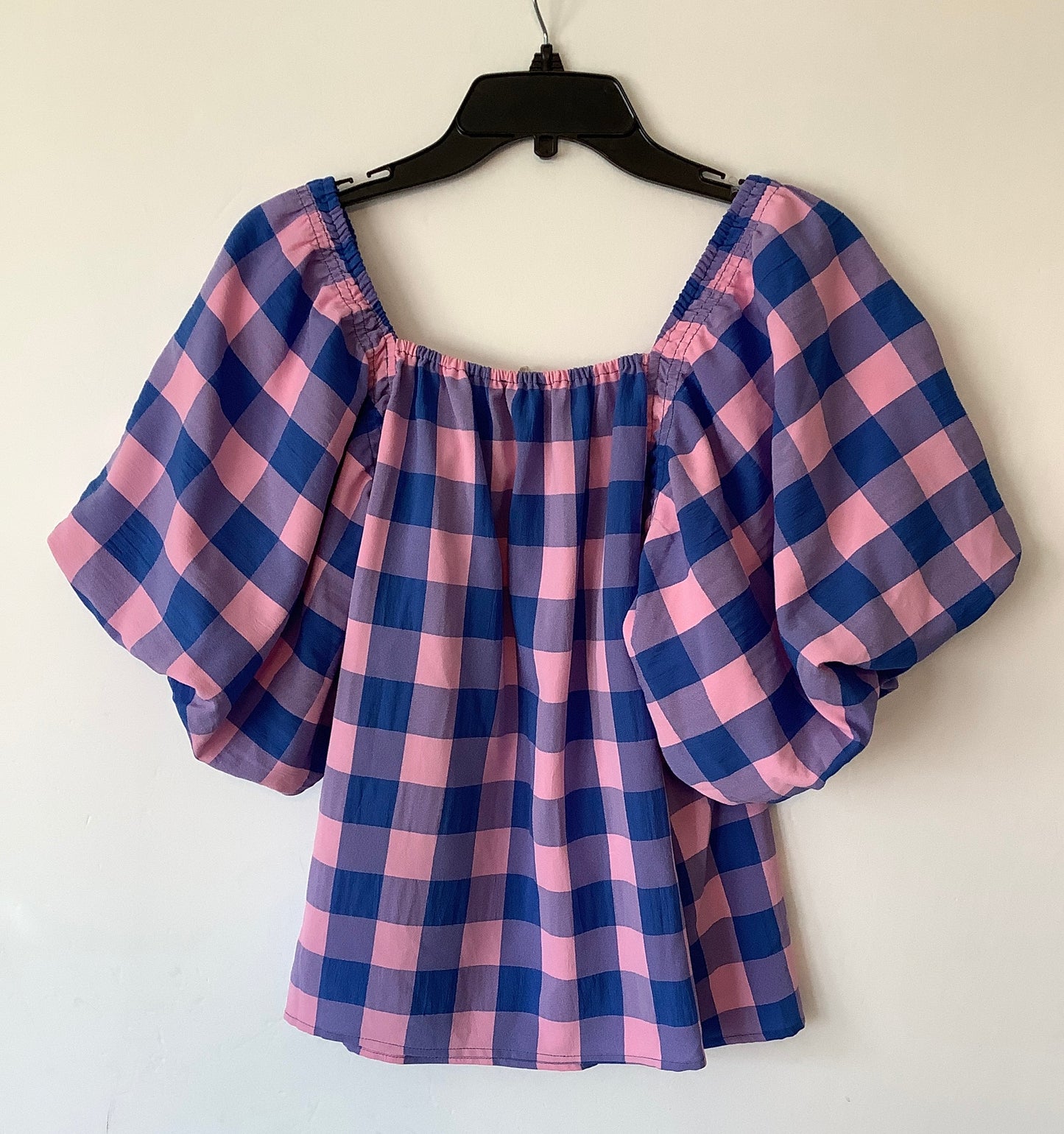 Top Short Sleeve By Entro In Plaid Pattern, Size: M