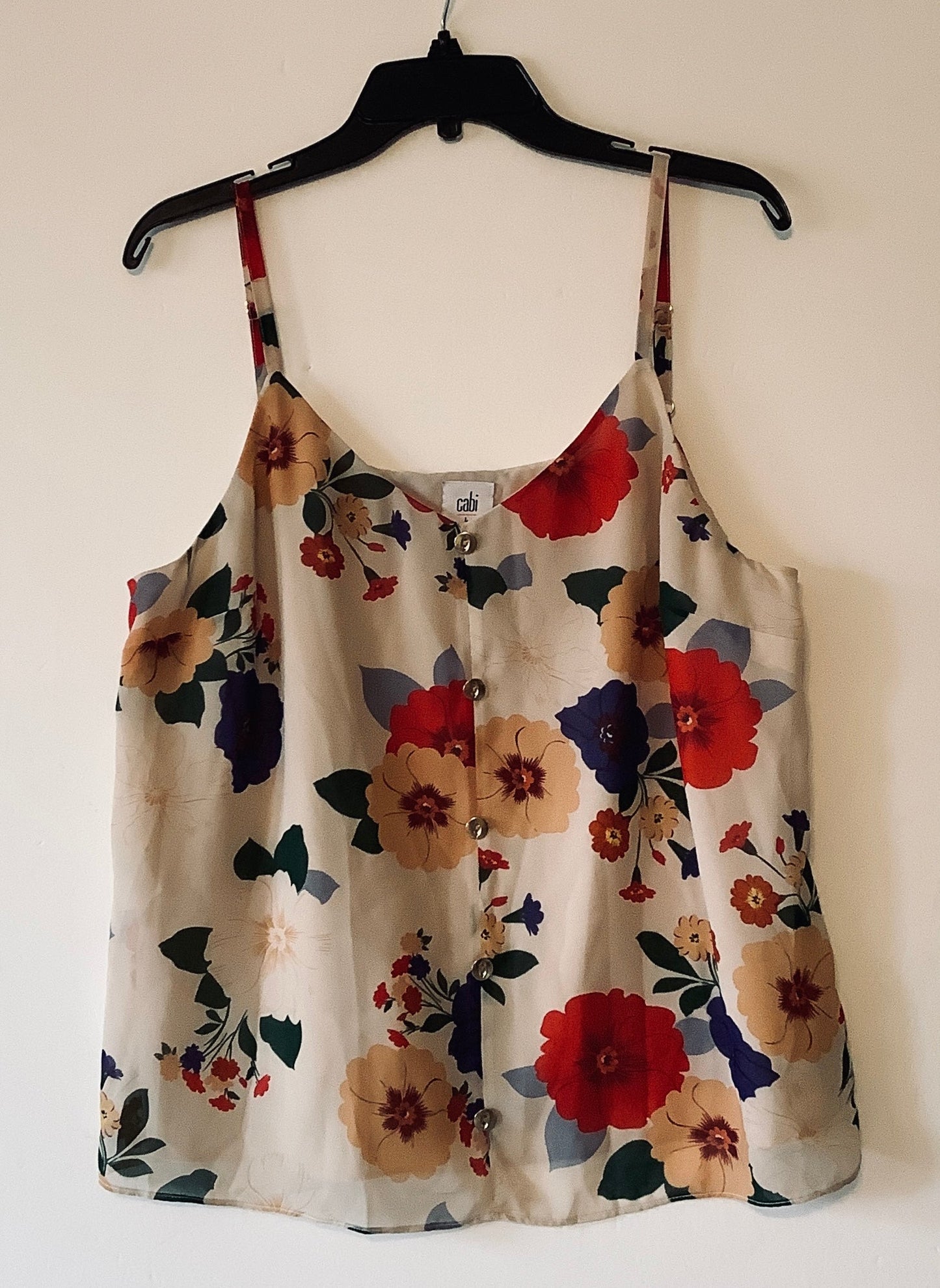 Top Sleeveless By Cabi In Floral Print, Size: L