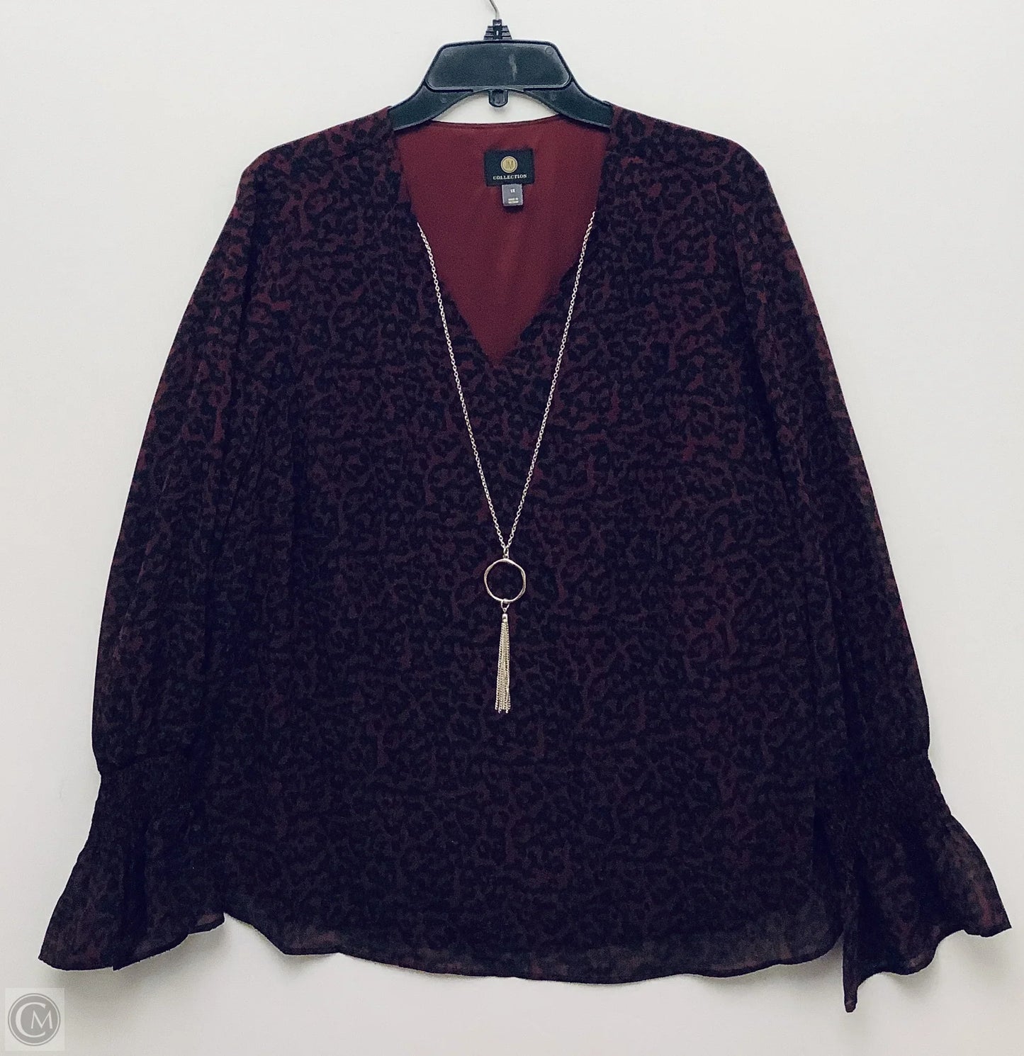 Top Long Sleeve By Jm Collections In Red, Size: 1x