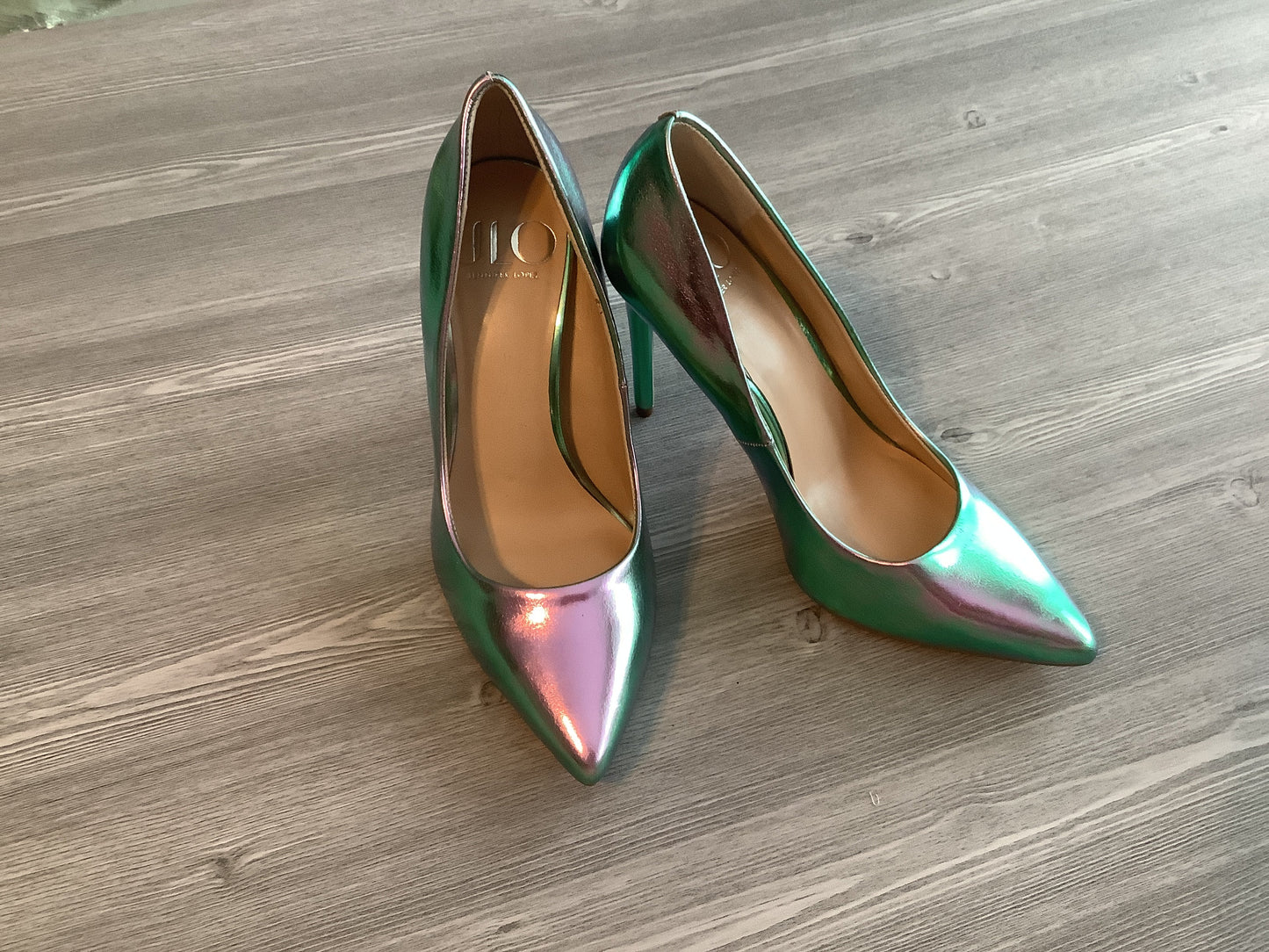 Green & Pink Shoes Heels Stiletto Jennifer Lopez, Size 6