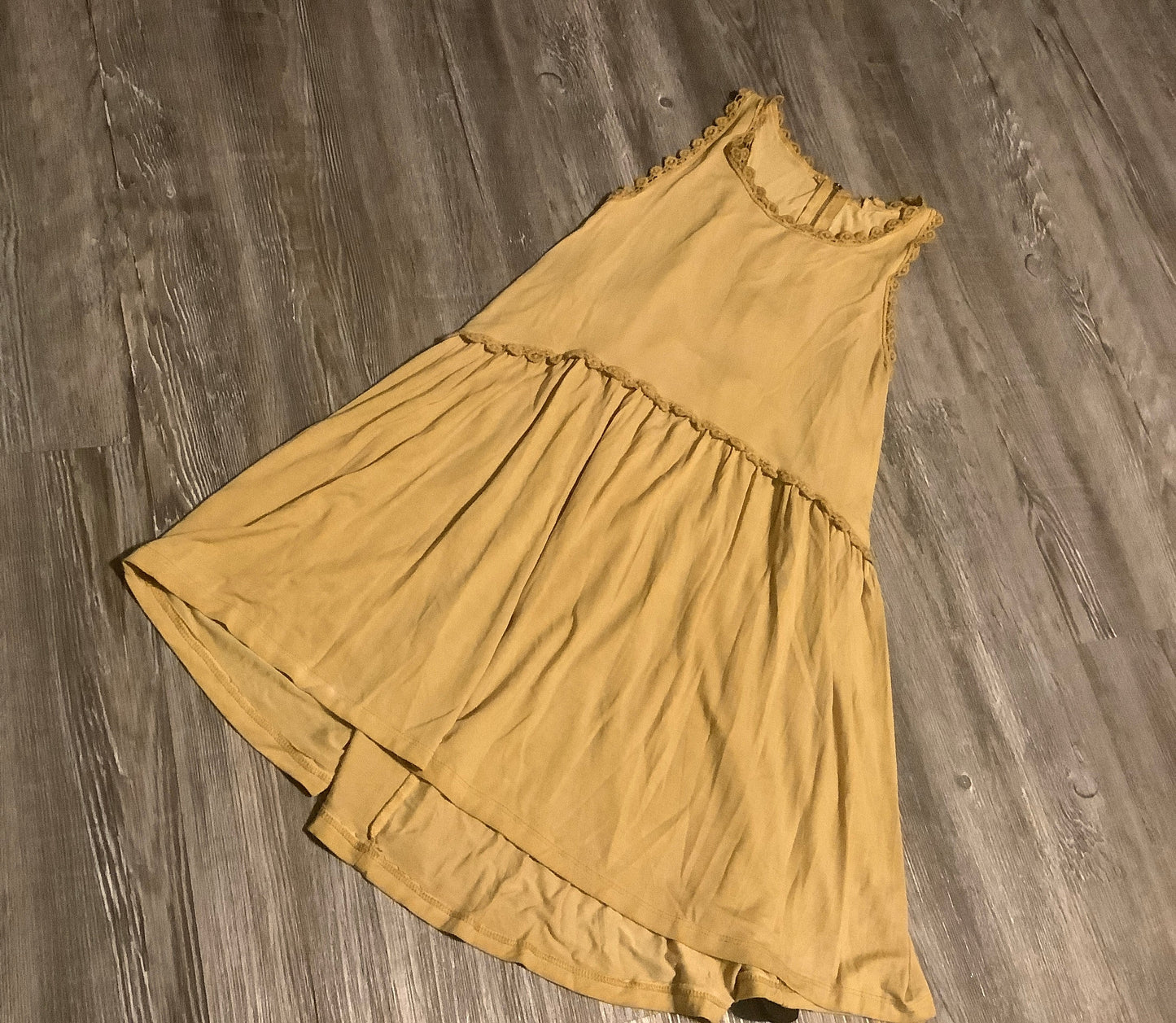 Yellow Dress Casual Midi Pol, Size M