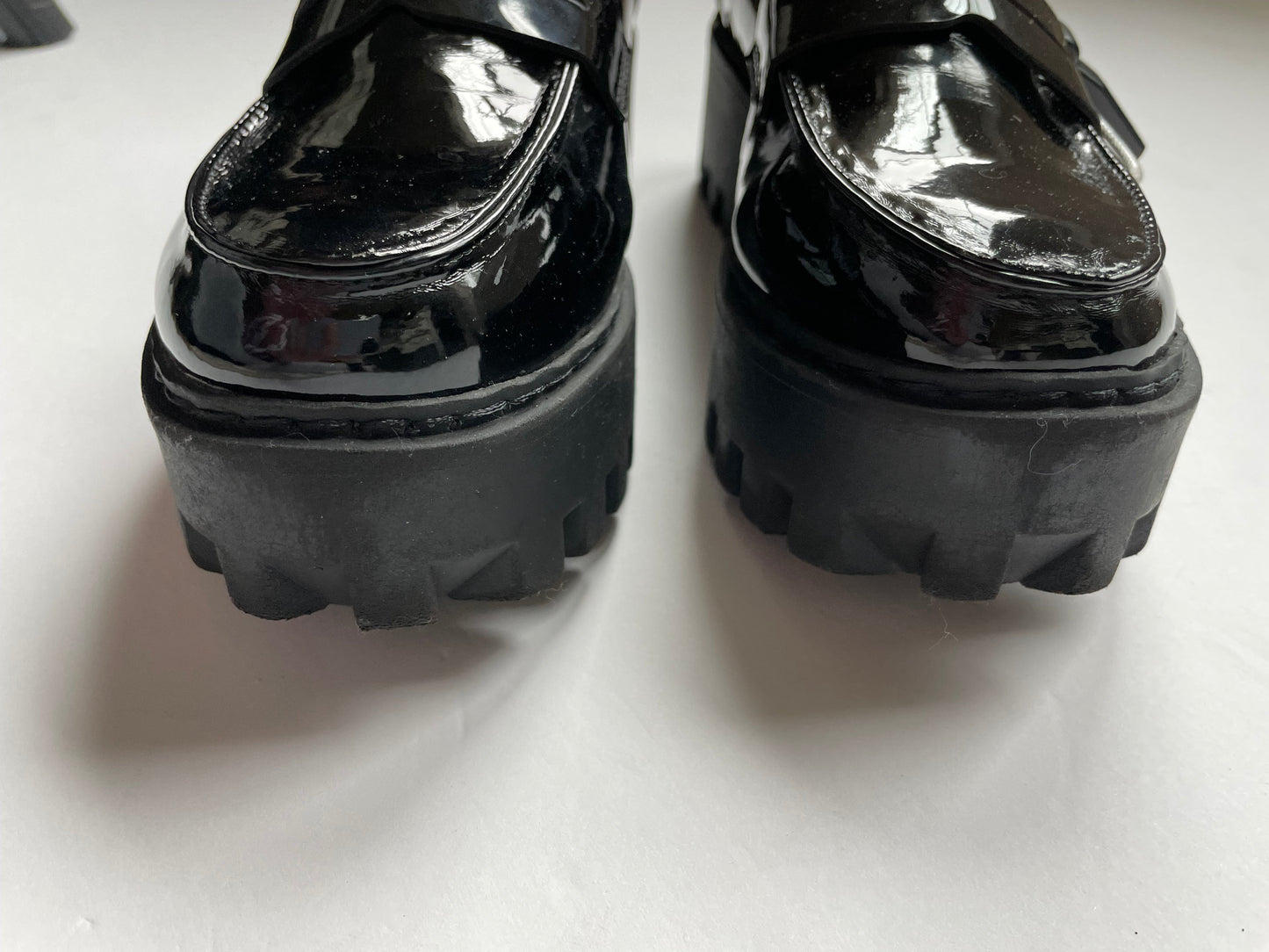 Black Shoes Heels Platform Bamboo, Size 8.5